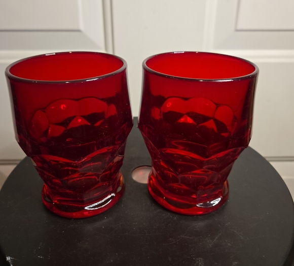 Viking Other - Viking Glass Georgian Ruby Tumblers Set Of Two Vintage Drinking Glasses